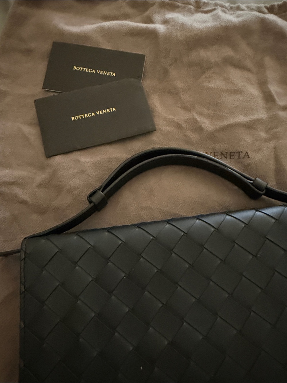 Bottega Veneta Black Intrecciato Top Handle Clutch